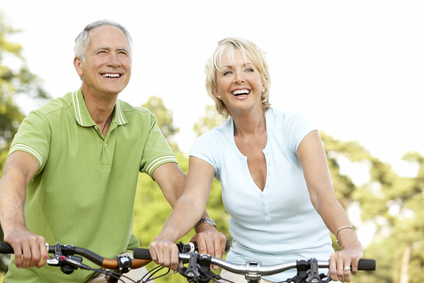 mature couple dealing with incontinence by being active